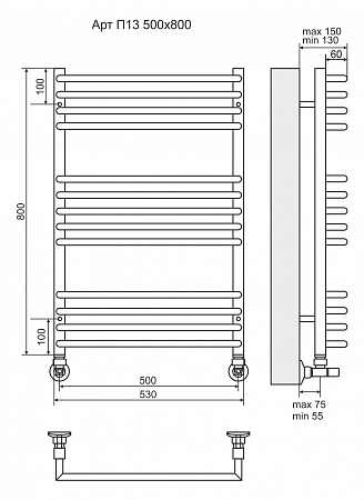 Арт П13 500х800 Полотенцесушитель TERMINUS Биробиджан - фото 3 Арт П13 500х800 Полотенцесушитель TERMINUS Биробиджан - фото 3