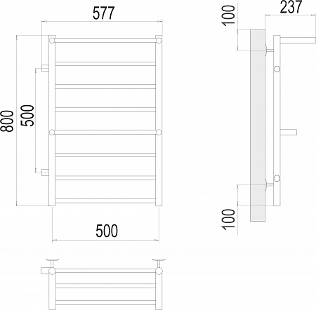 Аврора с 2-мя/п П8 500х800 бп500 слева Полотенцесушитель TERMINUS Биробиджан - фото 3