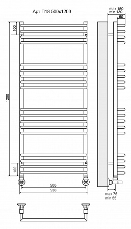 Арт П18 500х1200 Полотенцесушитель TERMINUS Биробиджан - фото 3 Арт П18 500х1200 Полотенцесушитель TERMINUS Биробиджан - фото 3