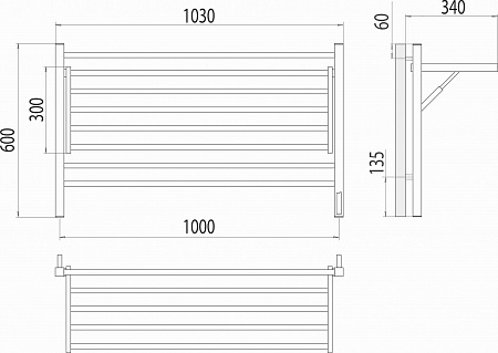 Горизонт П8 1000х600 электро КС ЧЕРНЫЙ МУАР (sensor quick touch) Полотенцесушитель TERMINUS Биробиджан - фото 5